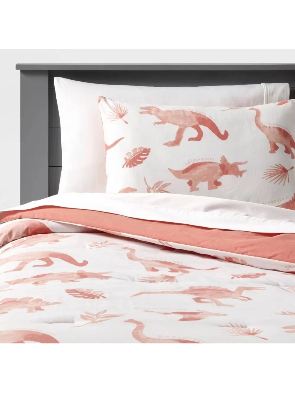 Pillowfort Twin Pink Dinosaur 2-Piece Comforter Set Educational NWT